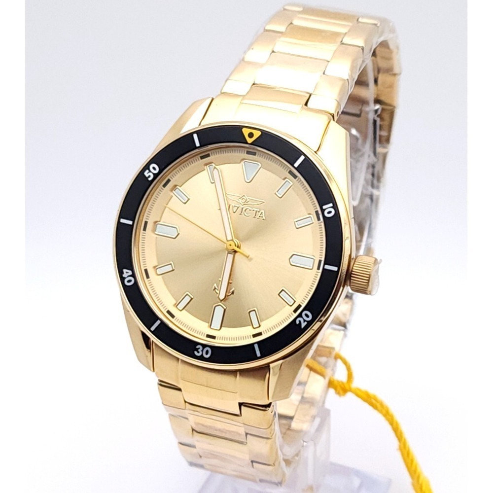 Invicta Ocean Voyage Men's Watch Gold Dial Black Bezel 39mm Steel New